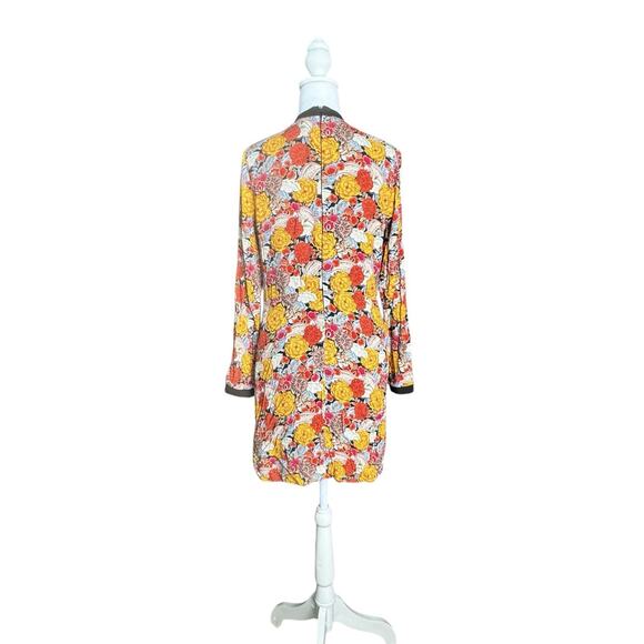 Zara TRF Floral Brocade Mini Dress Sz S Retro 70s Mod Urban Boho Tapestry Artsy - Picture 5 of 8